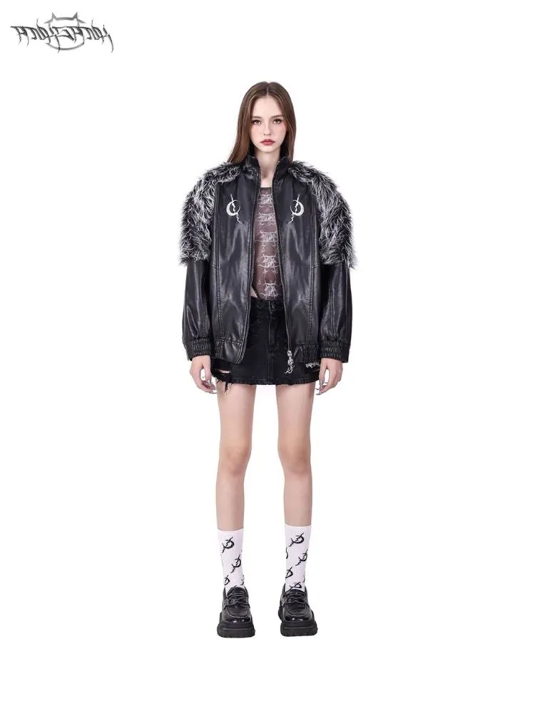 Genderless Black Silver Future Y2K Fur Fur Coat【s0000004826】