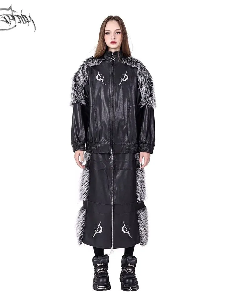 Genderless Black Silver Future Y2K Fur Fur Coat【s0000004826】