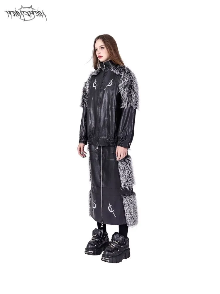 Genderless Black Silver Future Y2K Fur Fur Coat【s0000004826】