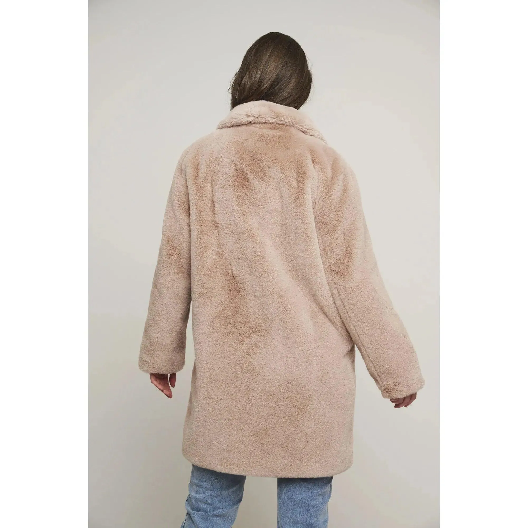 Geppe Midi Legnth Faux Fur Jacket Powder Pale Pink