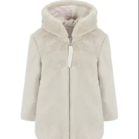 Girls Cream Reversible Faux Fur Coat