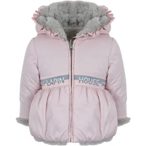 Girls Pink Reversible Fur Coat