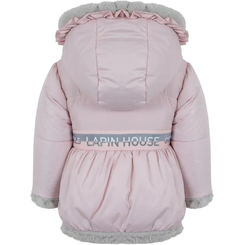 Girls Pink Reversible Fur Coat