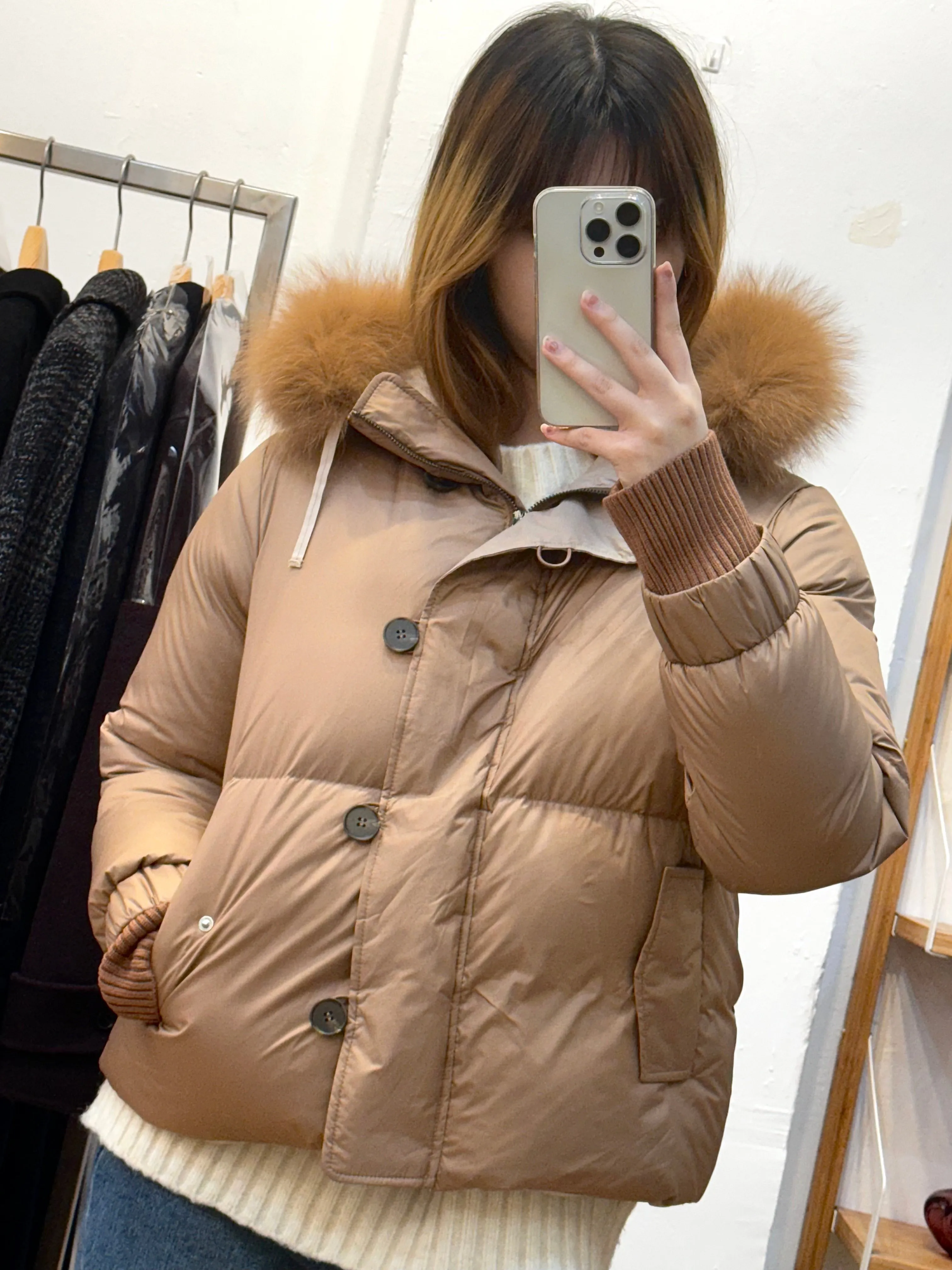 Goose Down Jacket with Fox Fur