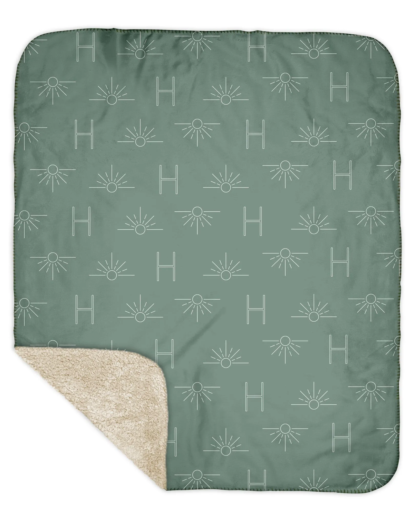 H3XHB Sherpa Back Sunrise Sunset Monogram Blanket