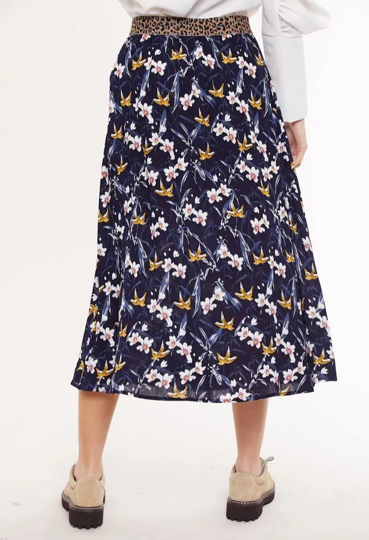 Hanan Swallow Print Midi Skirt By Louche