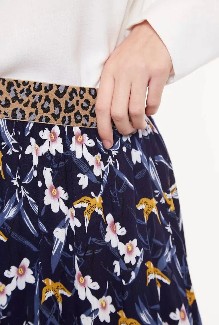 Hanan Swallow Print Midi Skirt By Louche