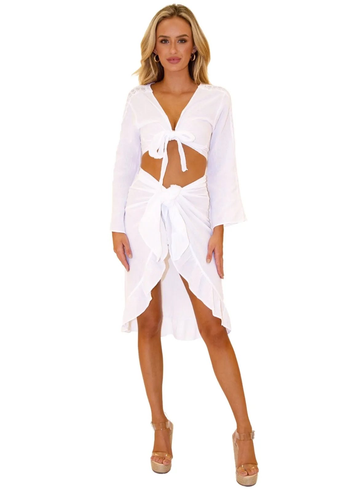 'Harper' Sarong Skirt White