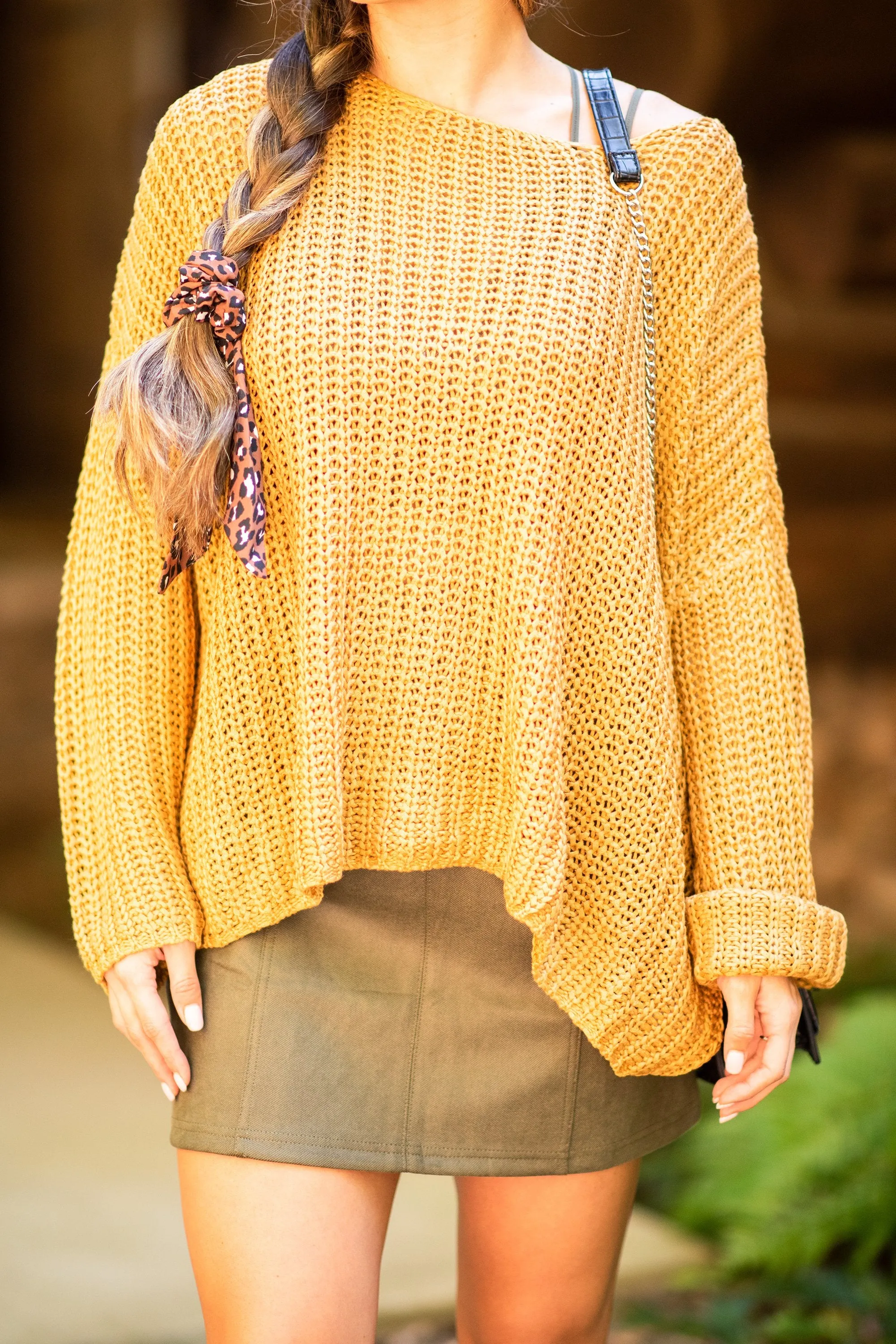 Here For It Butter Scotch Yellow Loose Knit Sweater