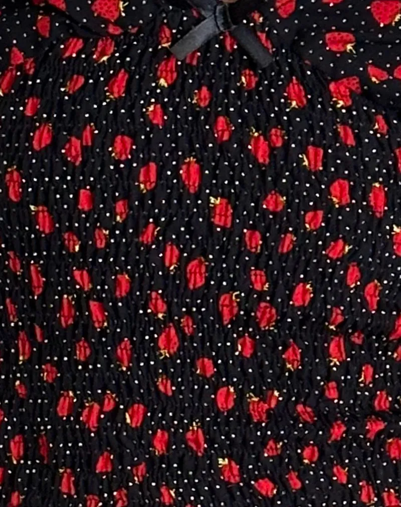 Hevalis Top in Strawberry Polka Black