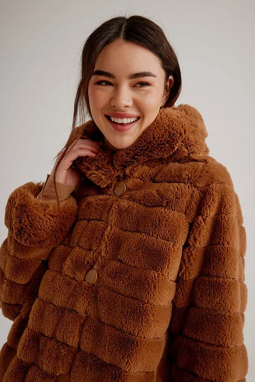 Hooded Reversible Faux Fur Coat