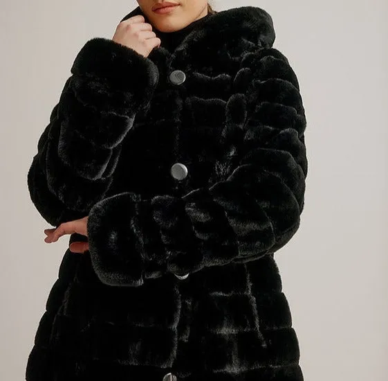 Hooded Reversible Faux Fur Coat