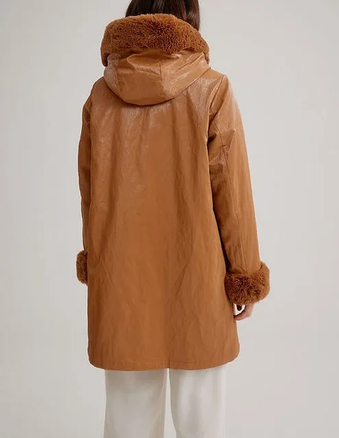 Hooded Reversible Faux Fur Coat