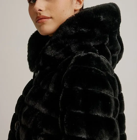 Hooded Reversible Faux Fur Coat