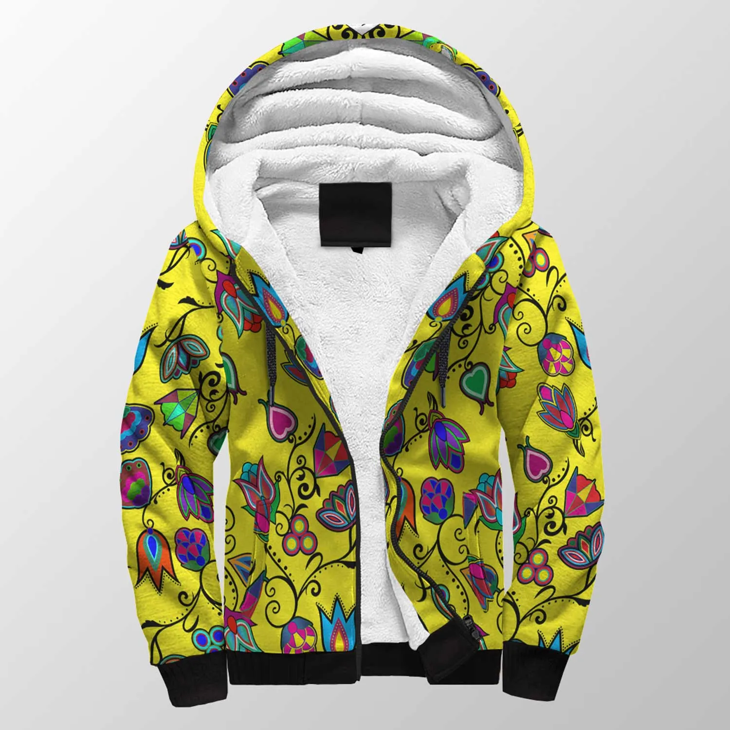 Indigenous Paisley Yellow Sherpa Hoodie