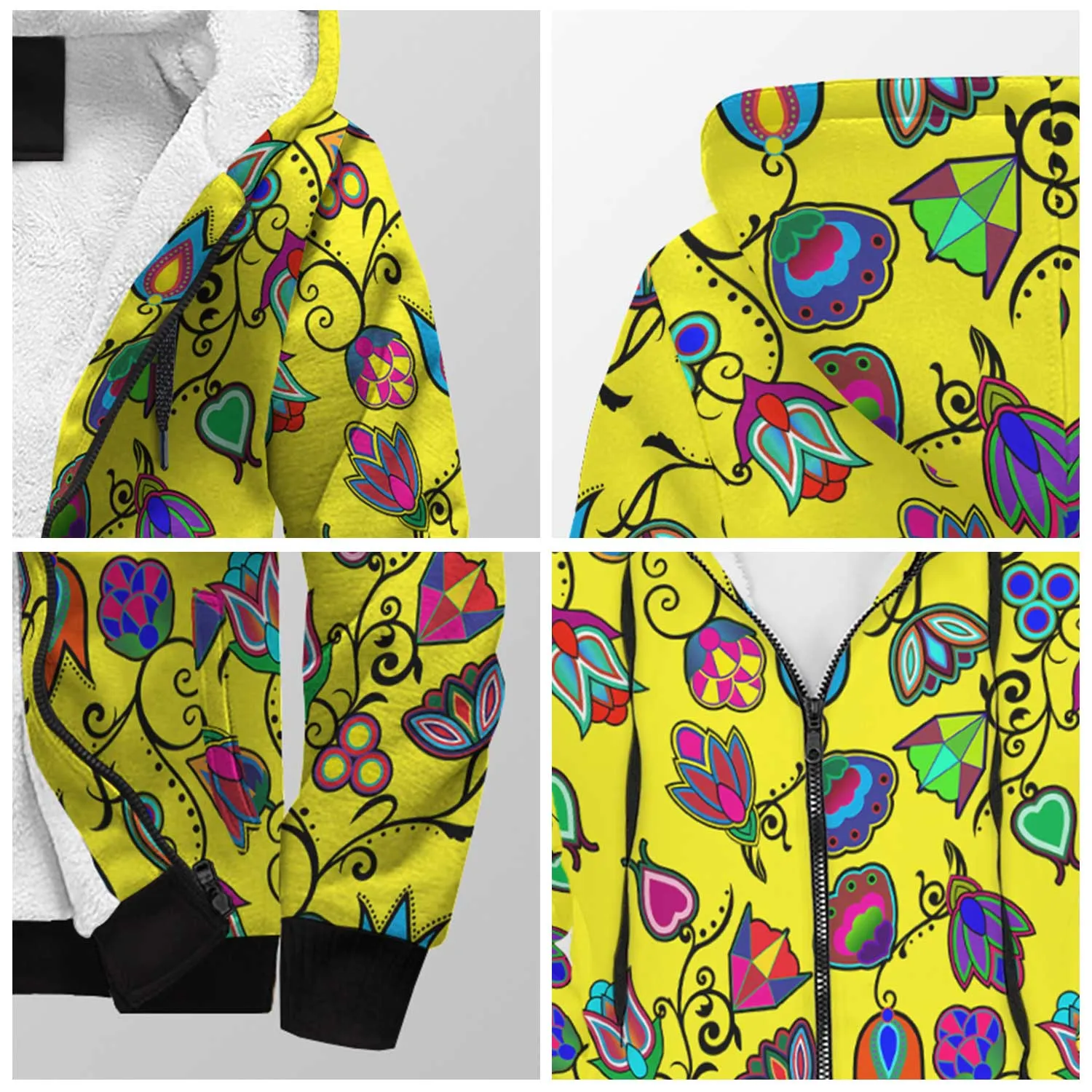 Indigenous Paisley Yellow Sherpa Hoodie