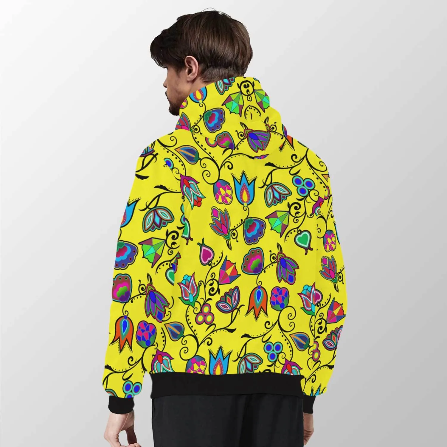 Indigenous Paisley Yellow Sherpa Hoodie