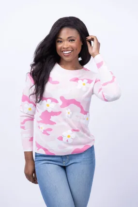 J Society Camo Crew Sweater in Pink