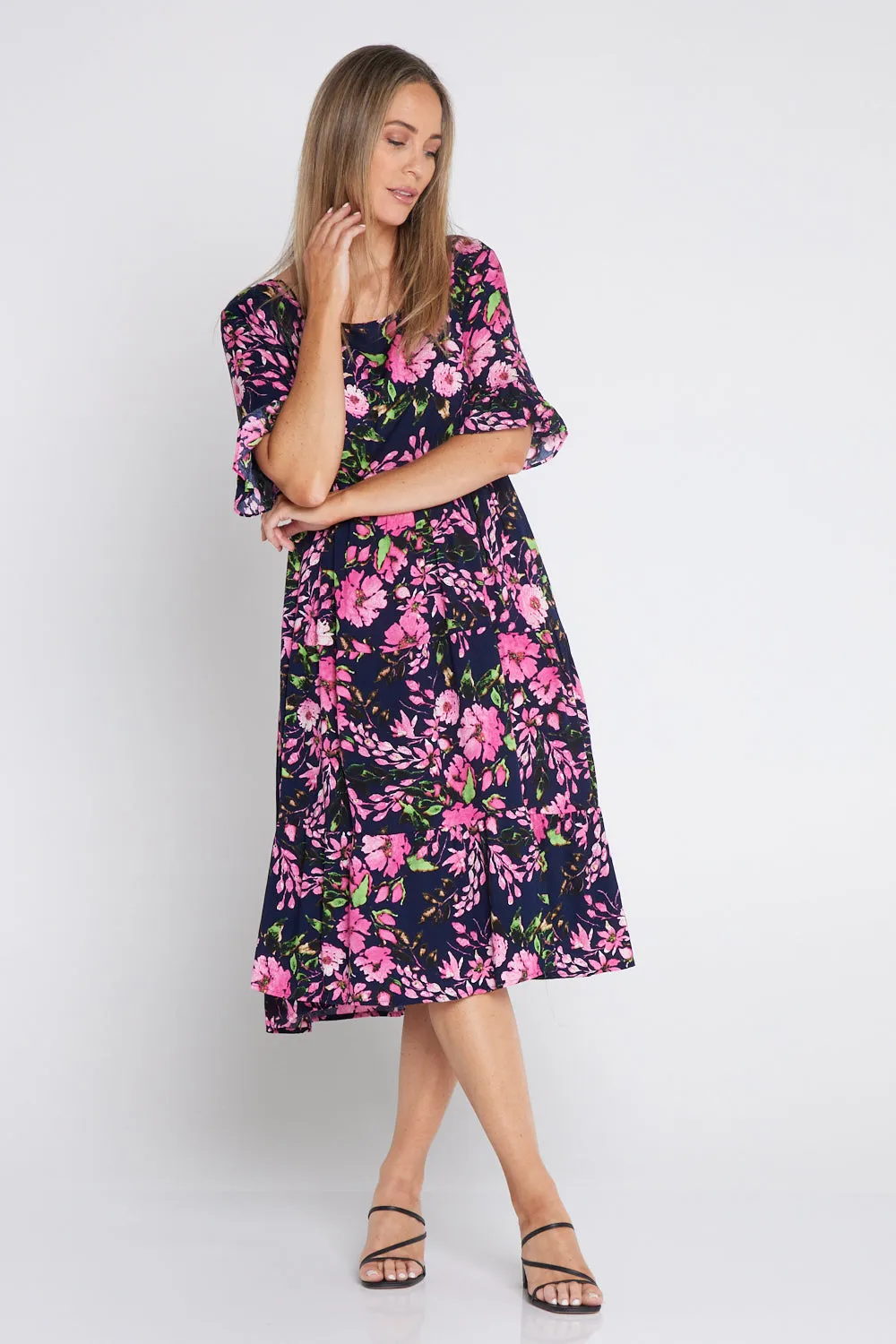 Jackson Dress - Navy/Pink Blossom