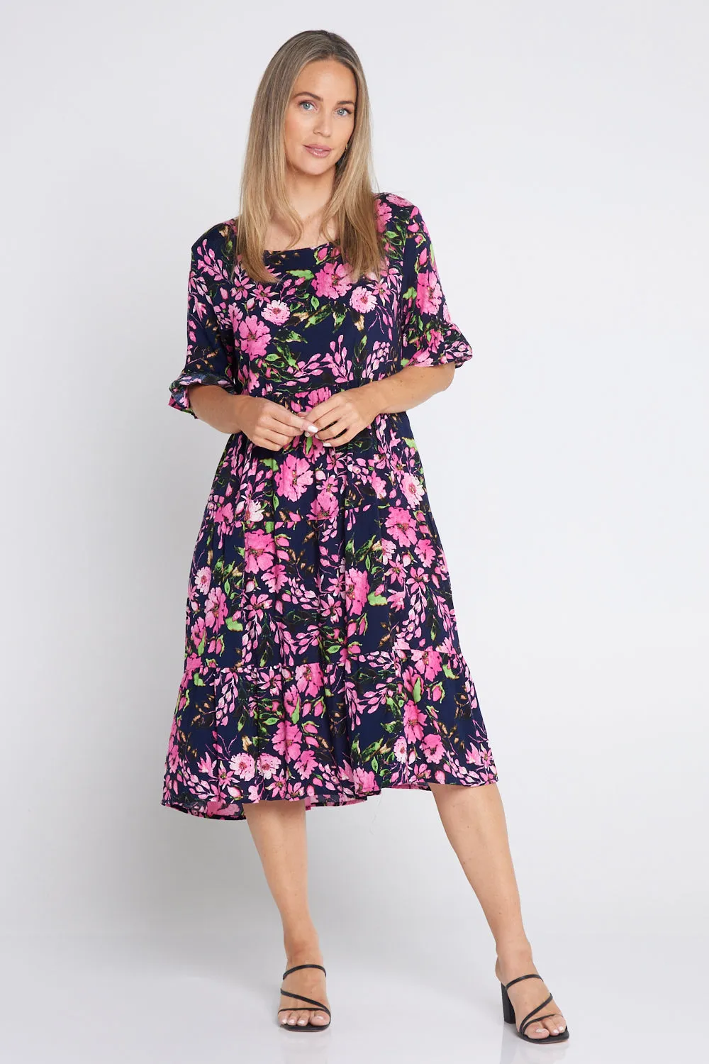 Jackson Dress - Navy/Pink Blossom