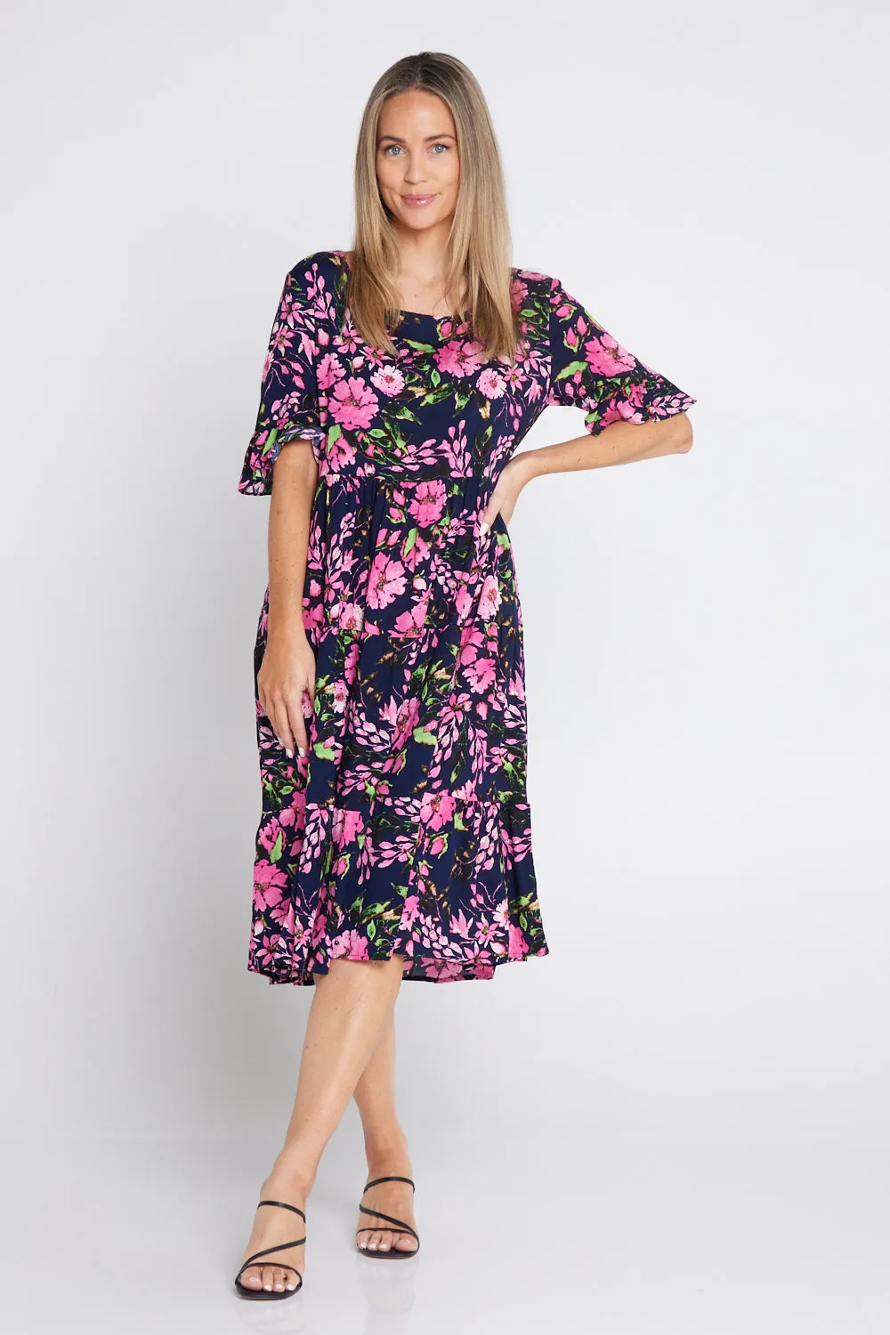 Jackson Dress - Navy/Pink Blossom