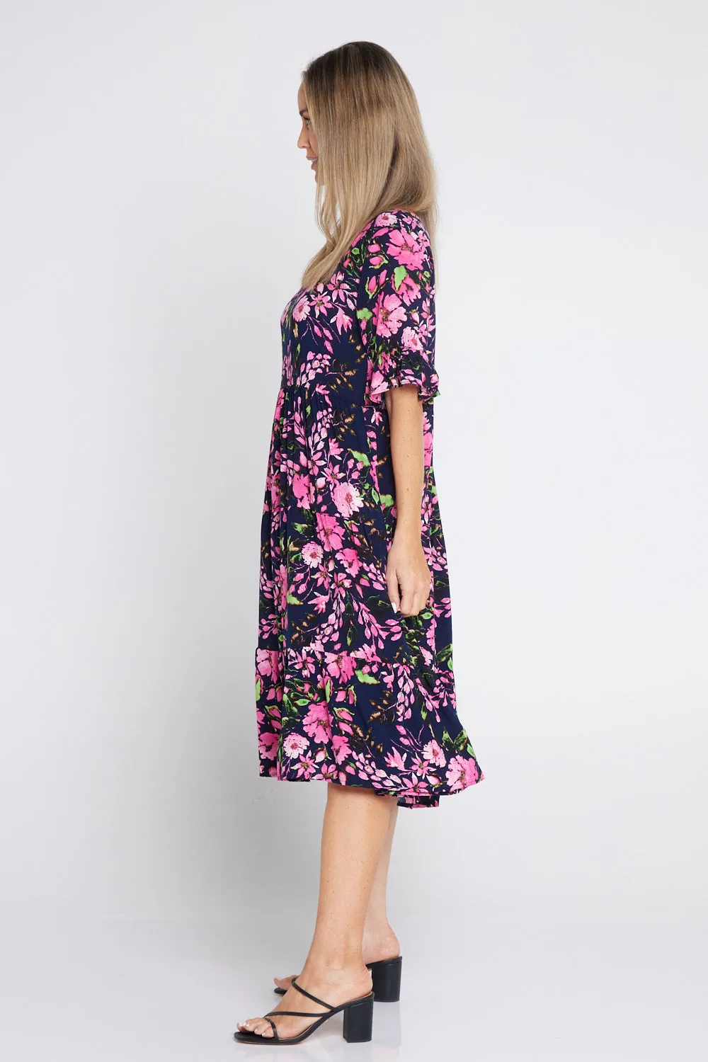 Jackson Dress - Navy/Pink Blossom