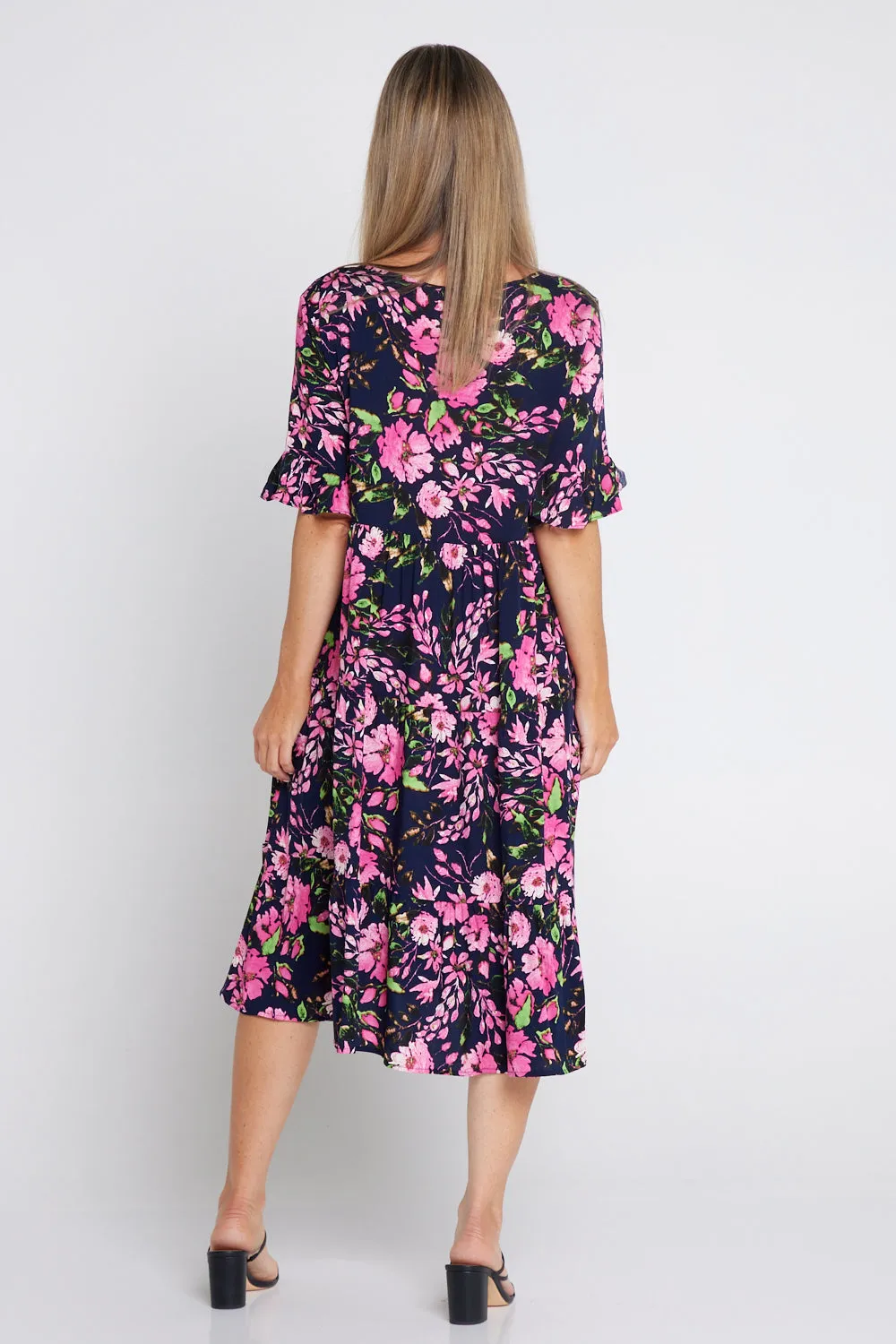 Jackson Dress - Navy/Pink Blossom