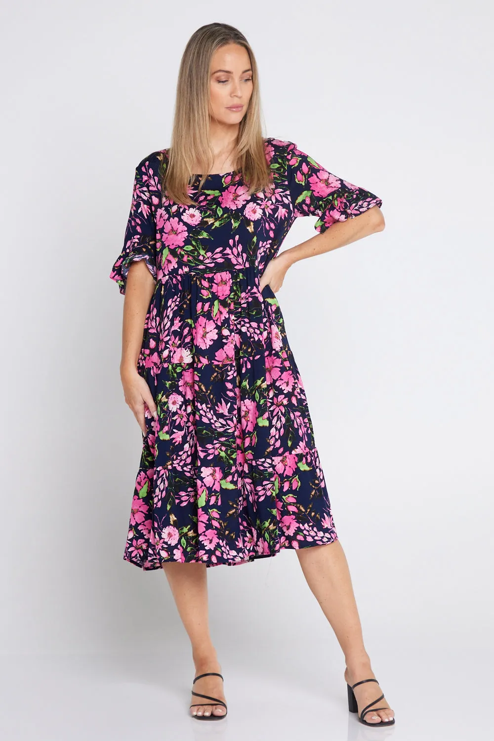 Jackson Dress - Navy/Pink Blossom