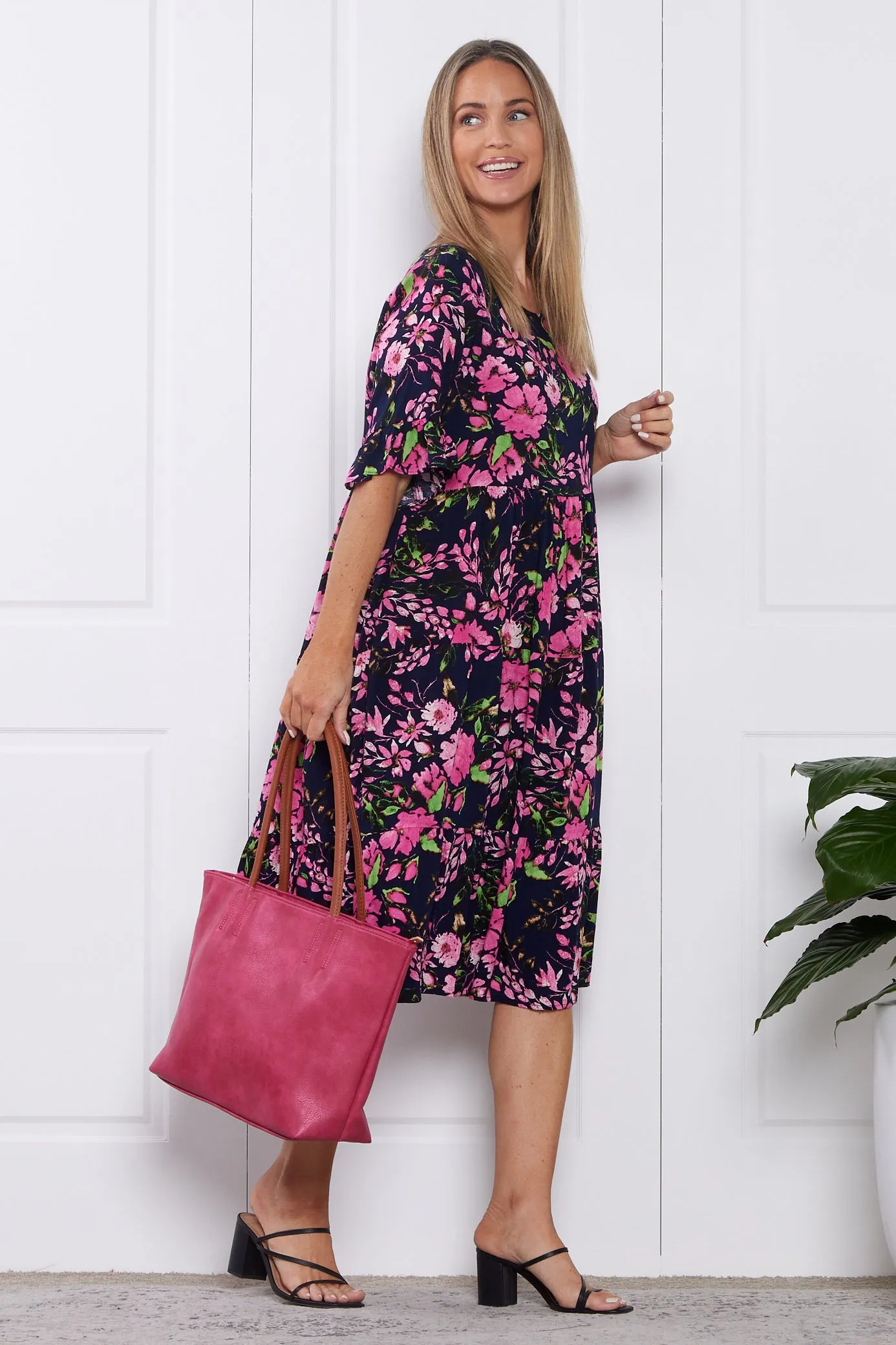 Jackson Dress - Navy/Pink Blossom