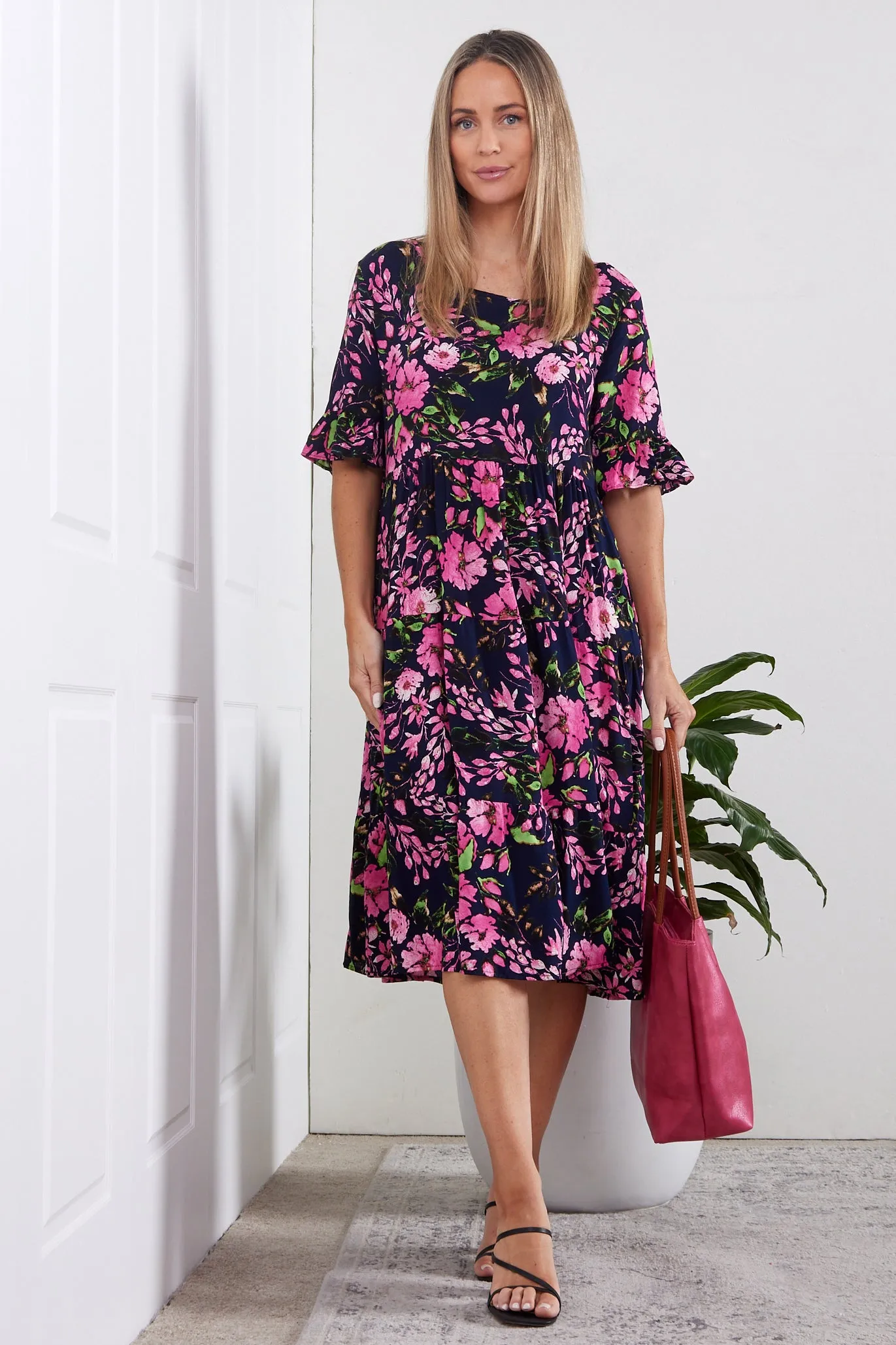 Jackson Dress - Navy/Pink Blossom