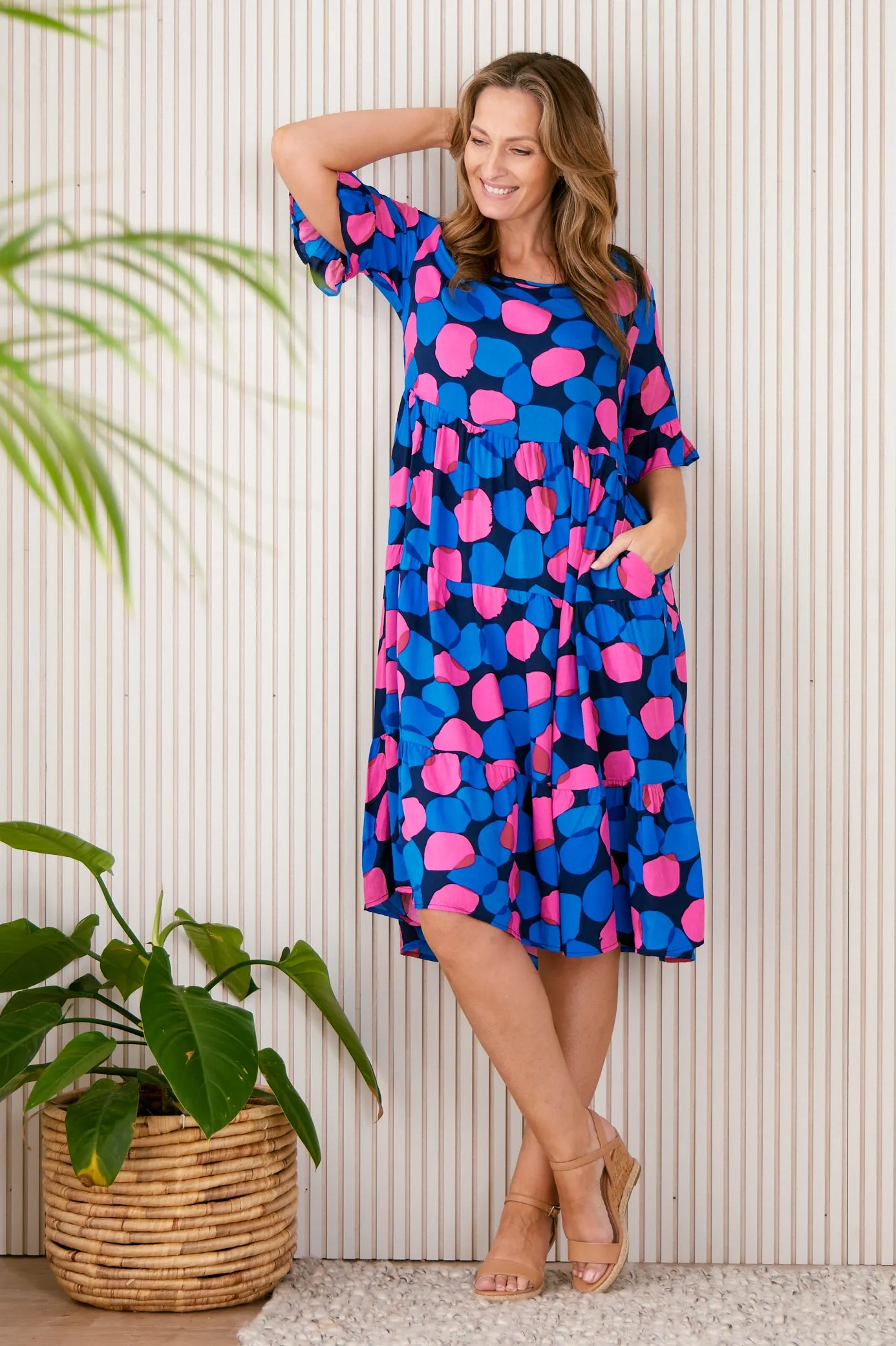 Jackson Dress - Pink/Cobalt Spot