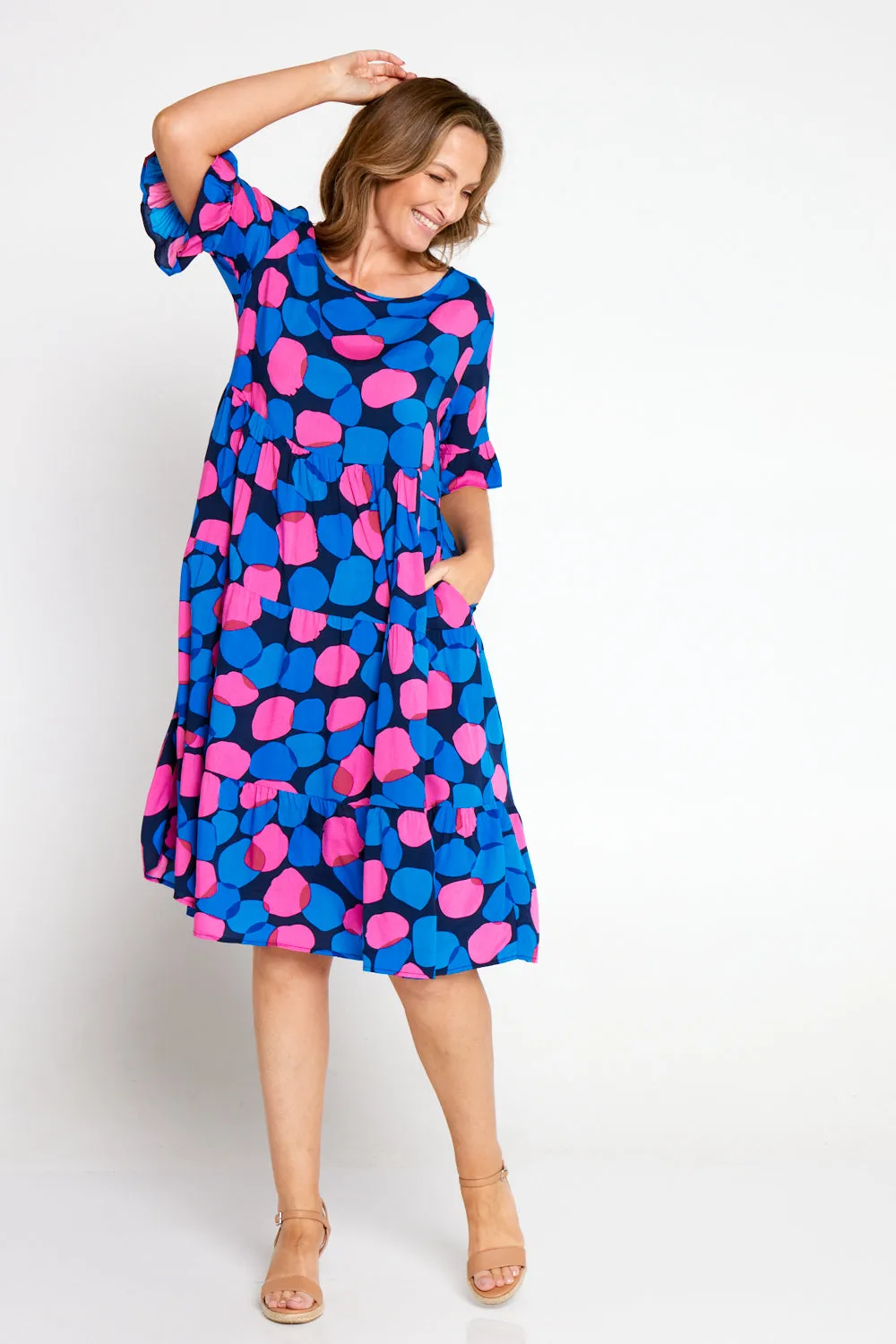 Jackson Dress - Pink/Cobalt Spot