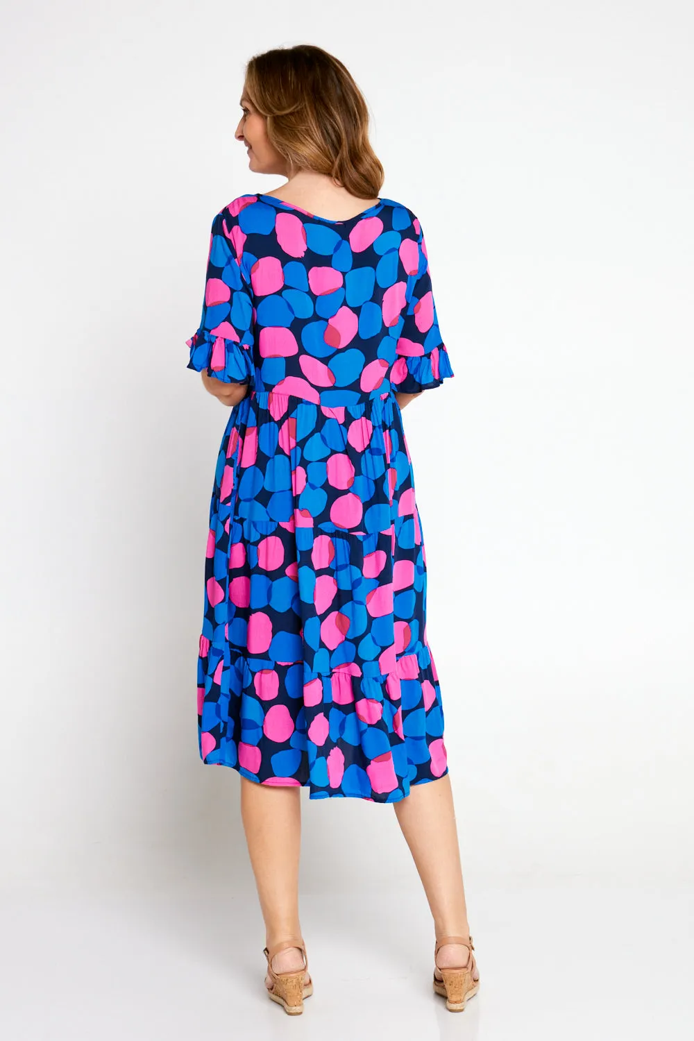 Jackson Dress - Pink/Cobalt Spot