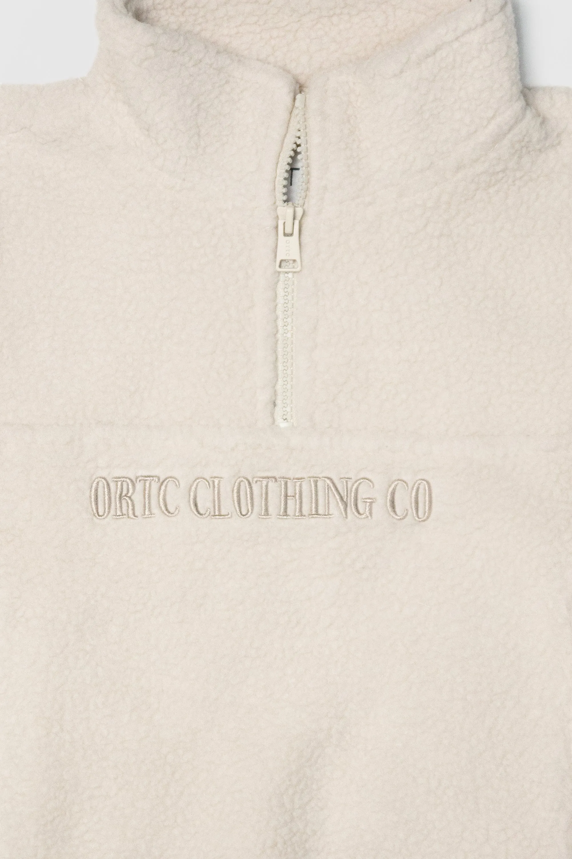 Jnr Sherpa Fleece Logo Quarter Zip Natural