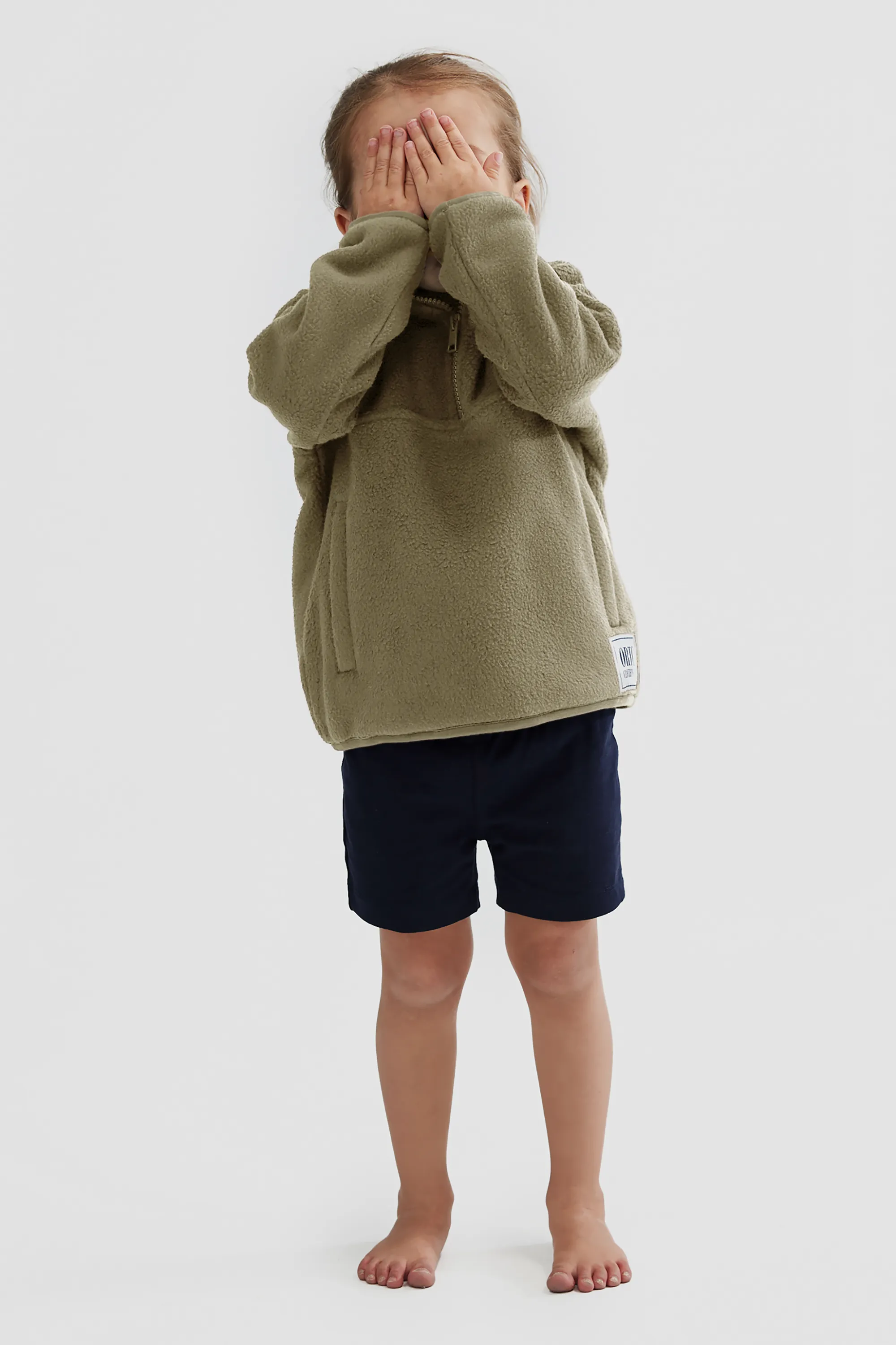 Jnr Sherpa Fleece Quarter Zip Moss