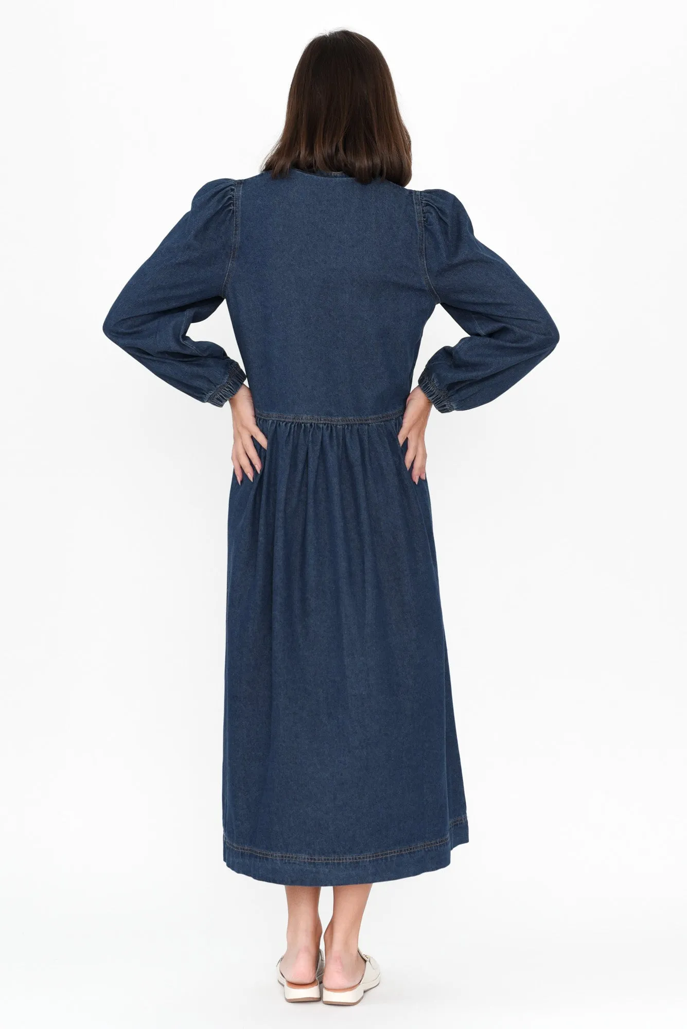 Josephine Dark Denim Collared Dress