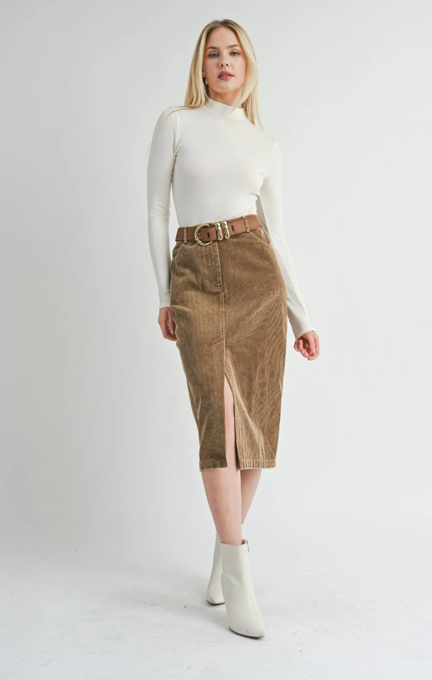 Kahlo Washed Cord Midi Skirt