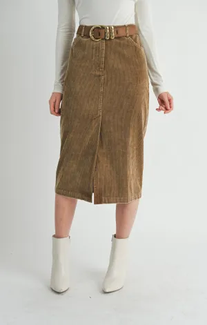 Kahlo Washed Cord Midi Skirt