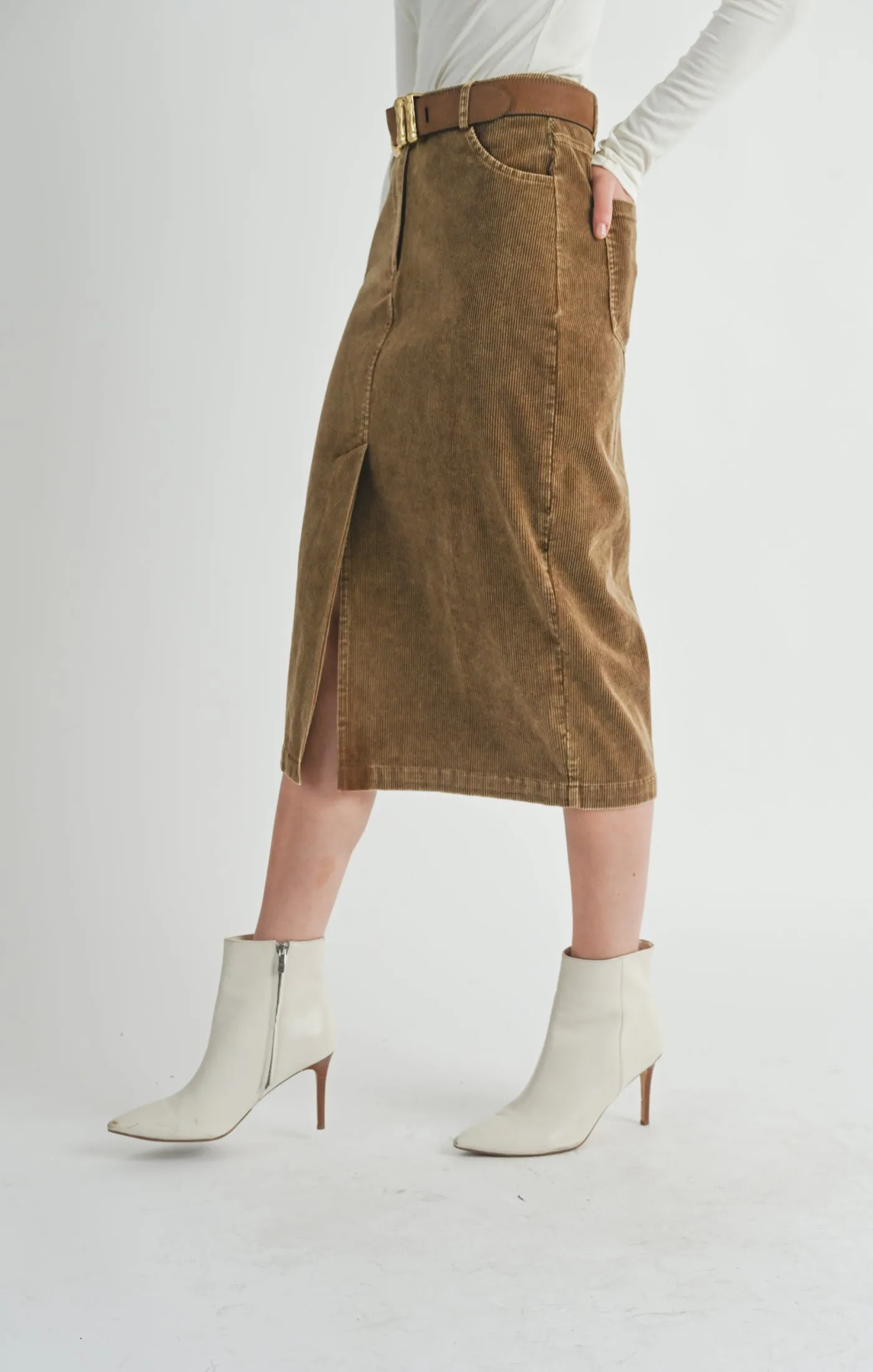 Kahlo Washed Cord Midi Skirt