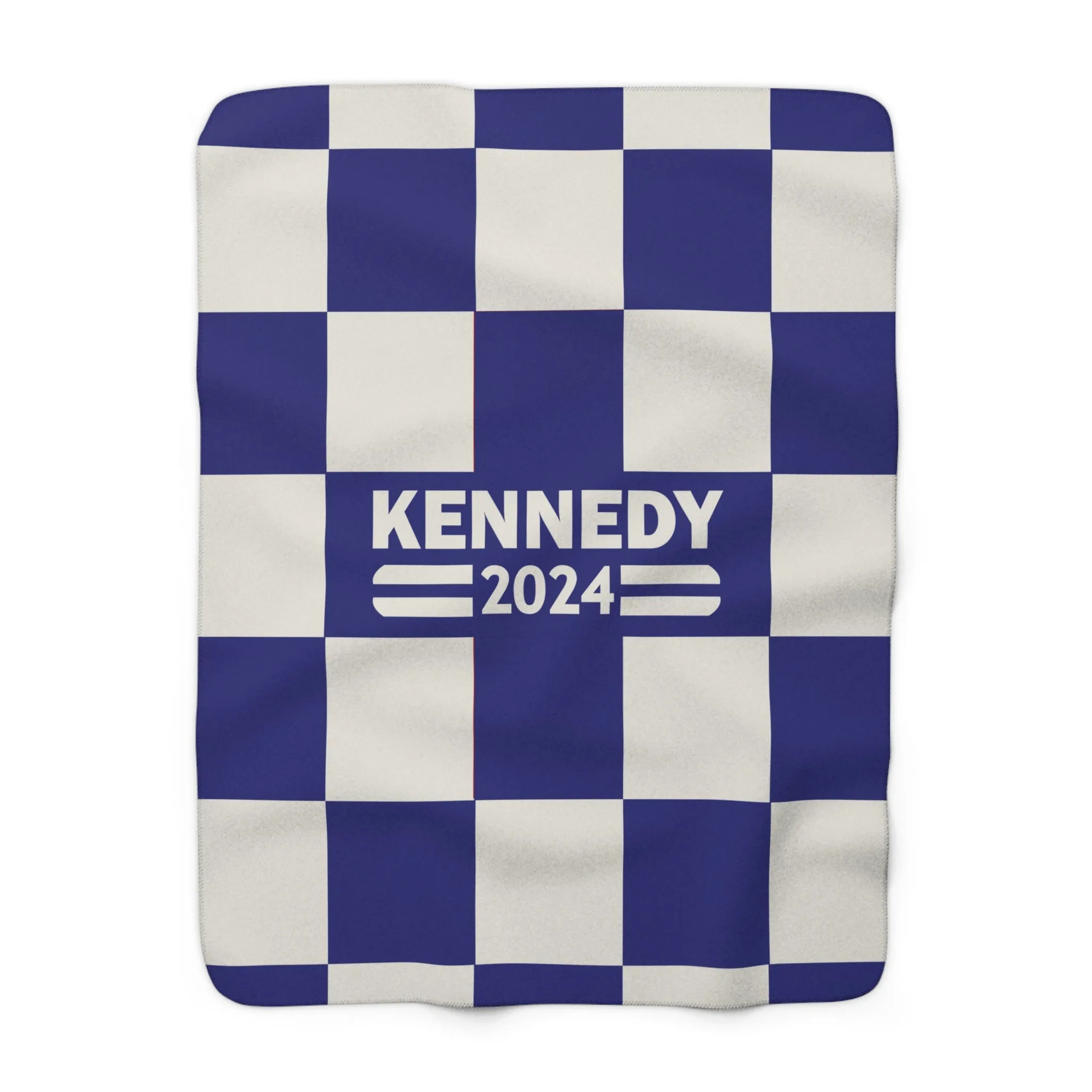 Kennedy Classic Navy Checkered Sherpa Fleece Blanket