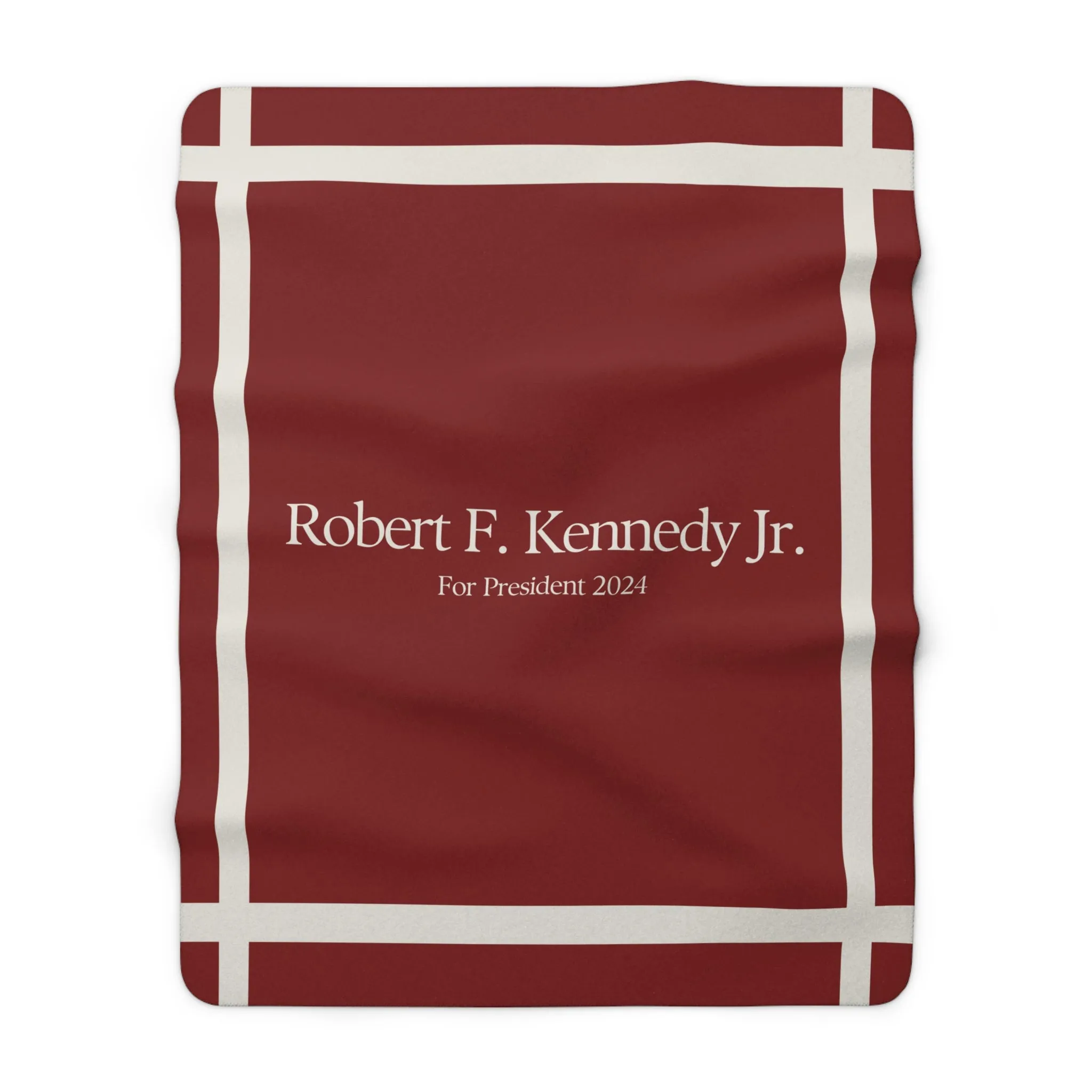 Kennedy for President Bordered Red Sherpa Fleece Blanket