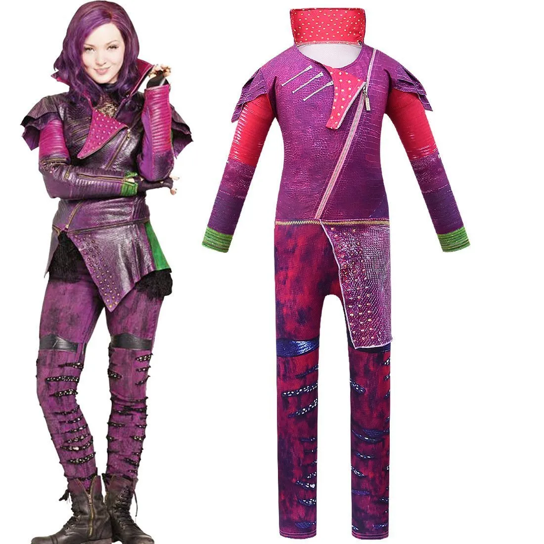 Kids Descendants Mal Cosplay Zentai Suit Costume Children Jumpsuit Bodysuit Outfits