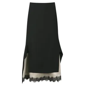 Lace Patch Detail Midi Skirt