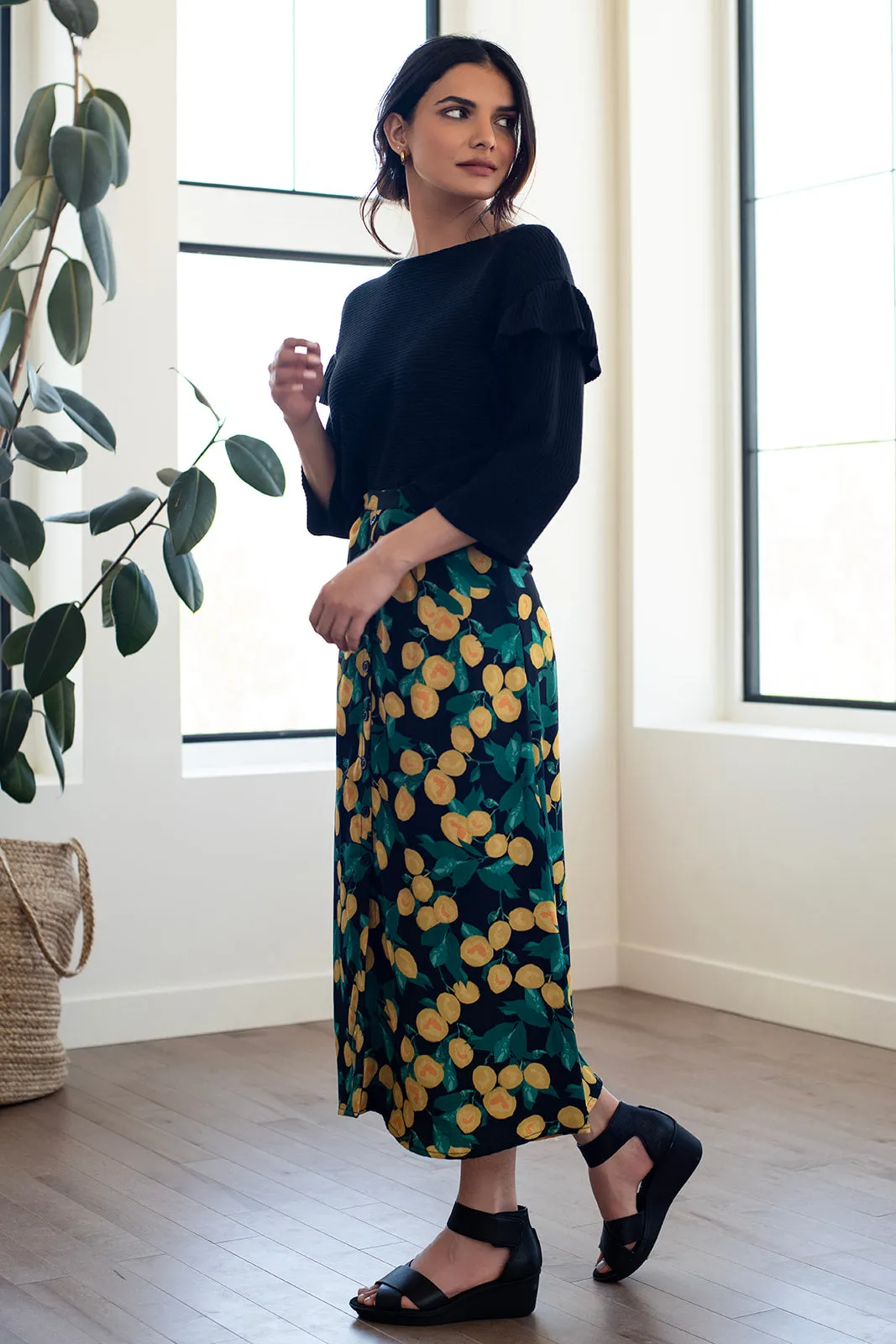 LEMON MIDI SKIRT