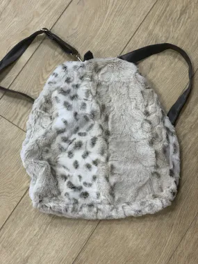 Lime Apple Faux Fur Backpack Bag in Leopard Pattern