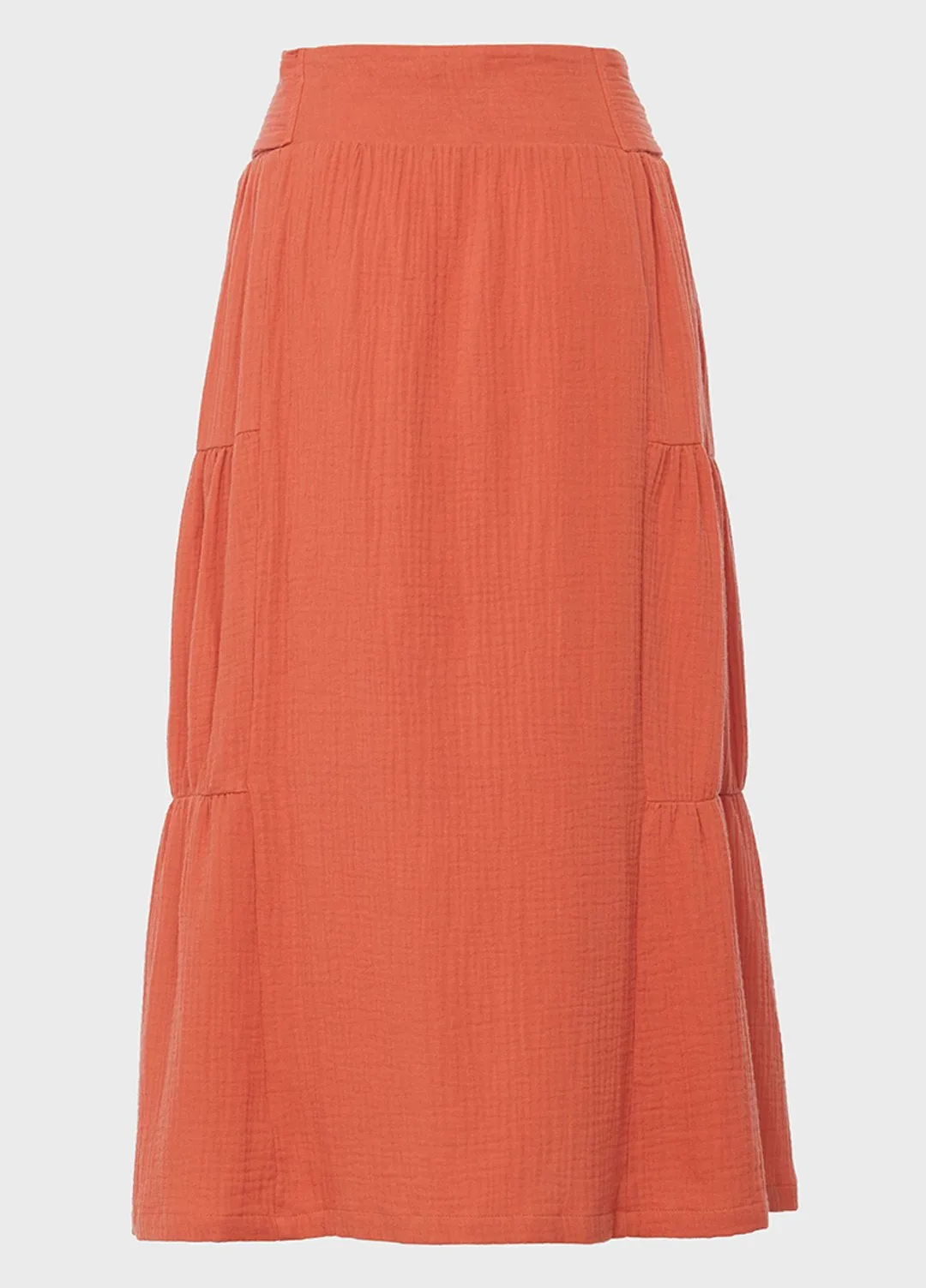 Linen Buttoned Tie Front Skirt