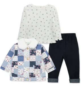 Little Me - Patchwork 3 Pc. Jacket Set