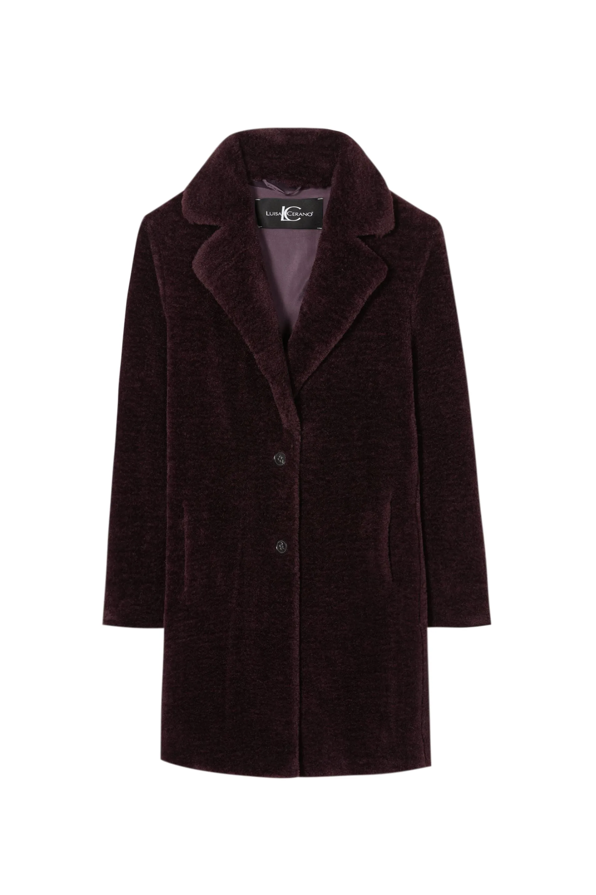 LUISA CERANO Fur Burgundy Coat