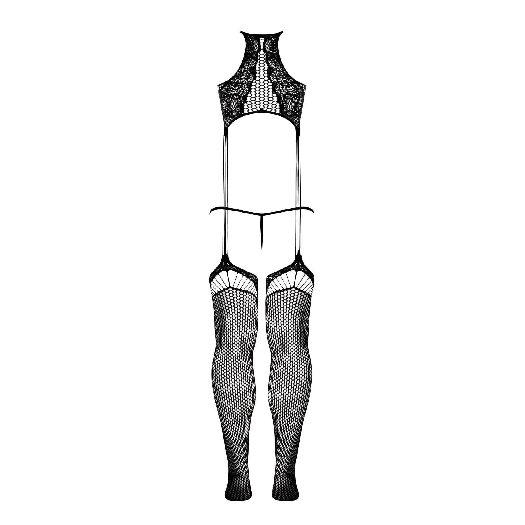 Magic Silk Seamless Gartered Bodysuit & G-String Black OS