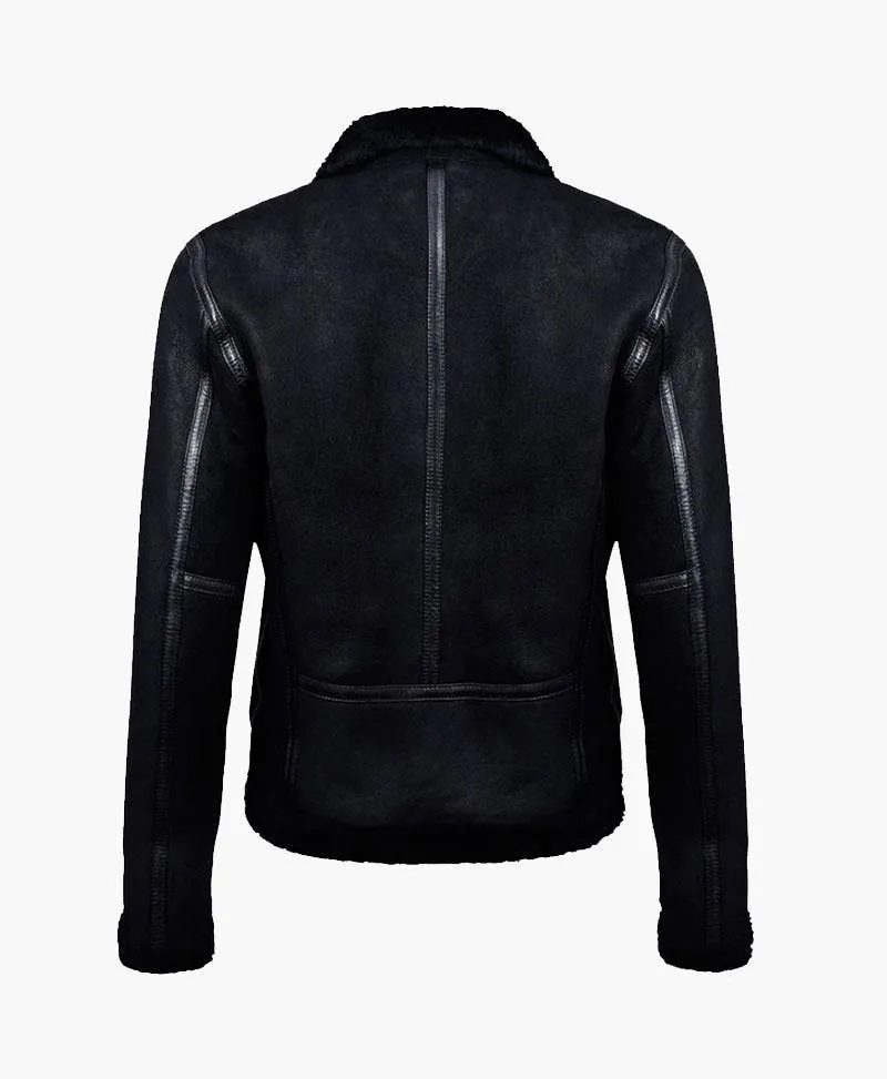 Men's Black Biker Leather Jacket with Premium Fur